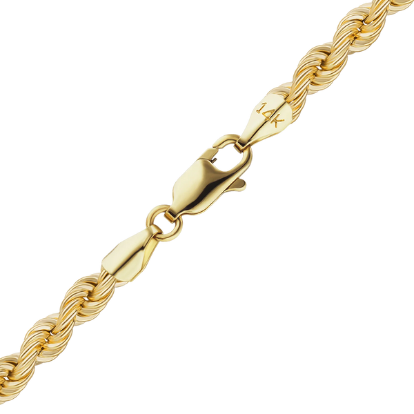 Finished Handmade Solid Rope Bracelet in 14K Yellow Gold (2.20 mm - 12.60 mm)