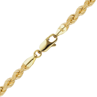 Finished Handmade Semi-Solid Rope Necklace in 14K Yellow Gold (2.20 mm - 4.20 mm)