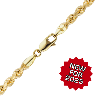 Finished Handmade Hollow Rope Necklace in 14K Yellow Gold (2.20 mm - 4.20 mm)