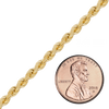 Bulk / Spooled Handmade Semi-Solid Rope Chain in 14K Yellow Gold (2.20 mm - 4.20 mm)
