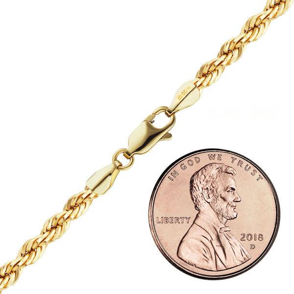 Finished Handmade Solid Rope Bracelet in 14K Gold-Filled (3.00 - 4.00 mm)