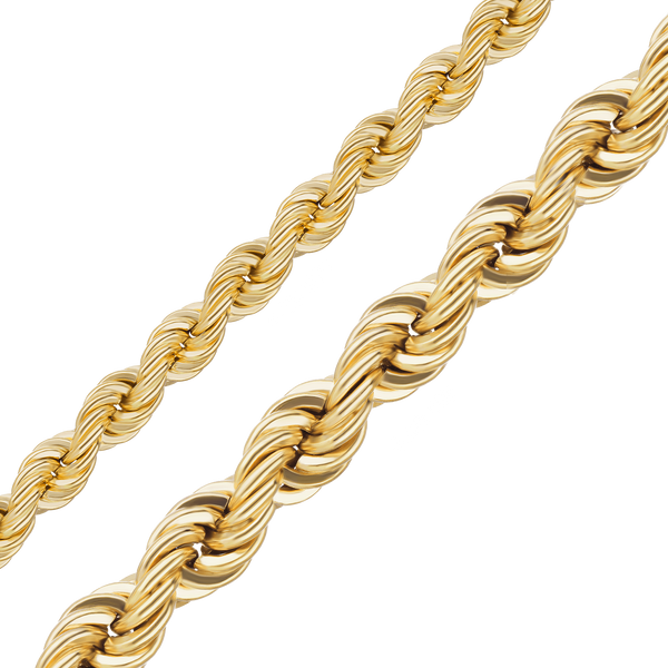 Bulk / Spooled Handmade Solid Rope Chain in 10K Yellow Gold (4.20 mm - 6.30 mm)