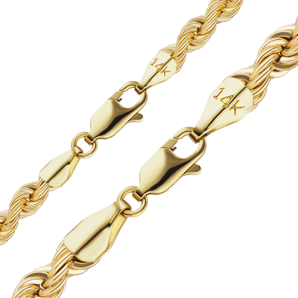 Finished Handmade Solid Rope Necklace in 10K Yellow Gold (4.20 mm - 6.30 mm)