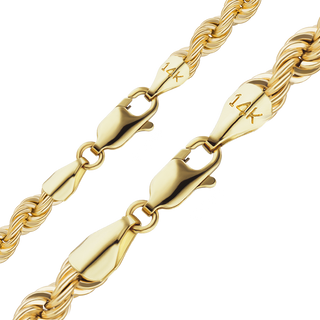 Finished Handmade Solid Rope Necklace in 10K Yellow Gold (4.20 mm - 6.30 mm)