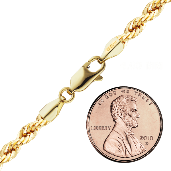 Finished Handmade Solid Rope Necklace in 14K Gold-Filled (3.00 - 4.00 mm)