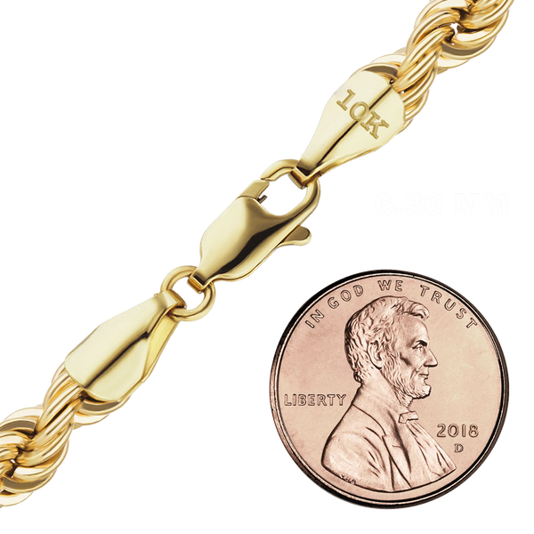 Finished Handmade Solid Rope Bracelet in 10K Yellow Gold (4.20 mm - 6.30 mm)