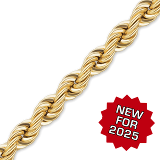 Bulk / Spooled Handmade Hollow Rope Chain in 14K Yellow Gold (2.20 mm - 4.20 mm)