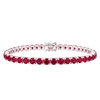 Tennis Bracelet with Ruby Colored CZ in Sterling Silver (3 mm - 4 mm)