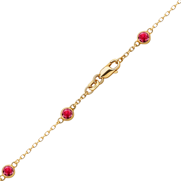 Finished Diamond by the Yard Cable Chain Necklace in 14K Yellow Gold with Ruby Stones