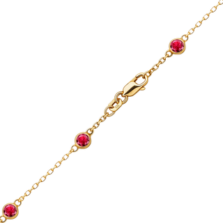 Finished Diamond by the Yard Cable Chain Bracelet in 14K Yellow Gold with Ruby Stones