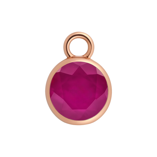Diamond or Gemstone Bezel Drop Charm in 14K Pink Gold