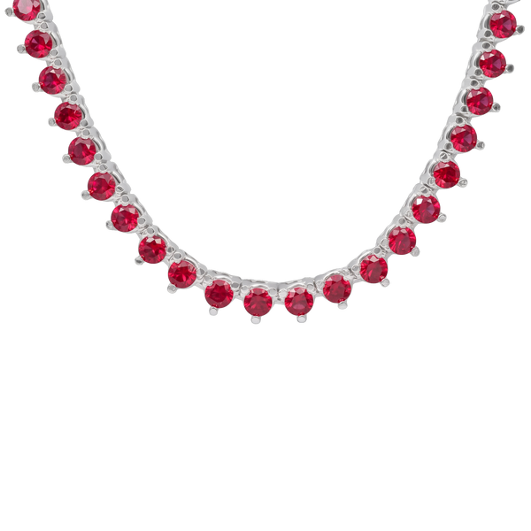 Tennis Necklace with Ruby Stones (July Birthstones) in 14K Gold (1.75 mm - 4.0 mm)