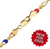 Finished Red, White & Blue Single Figaro Enamel Anklet in 14K Gold-Filled (2.90 mm)