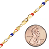 Finished Red, White & Blue Single Figaro Enamel Anklet in 14K Gold-Filled (2.90 mm)