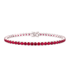 Tennis Bracelet with Ruby Colored CZ in Sterling Silver (3 mm - 4 mm)