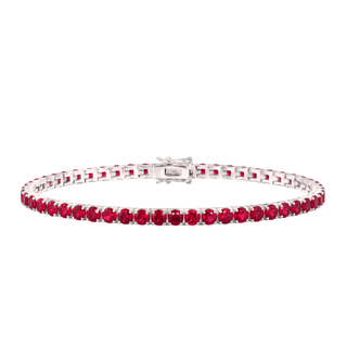 Tennis Bracelet with Ruby Colored CZ in Sterling Silver (3 mm - 4 mm)