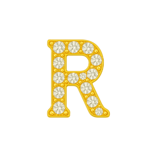 Large Initial Charm with Natural Diamonds Finding in 14K Gold (8 mm)