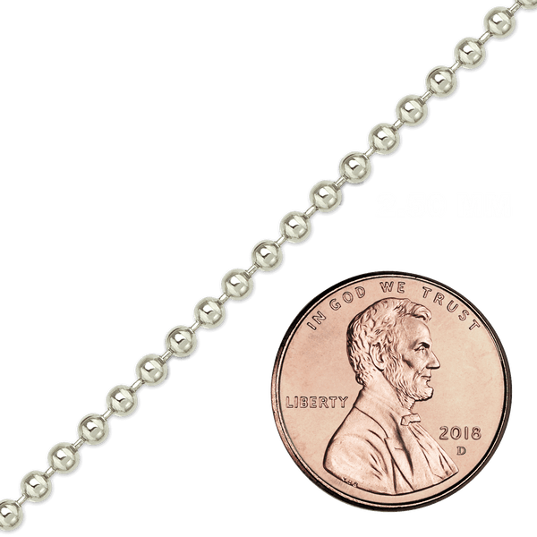 Bulk / Spooled Round Bead Chain in Stainless Steel (2.50 mm)