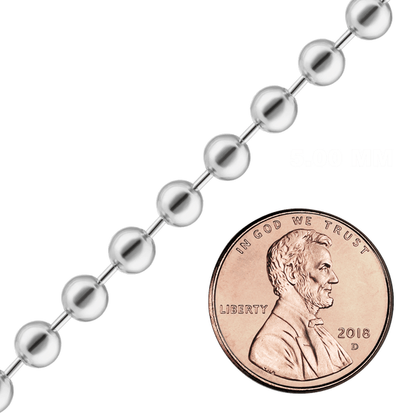 Bulk / Spooled Round Bead Chain in Sterling Silver (0.80 mm - 5.00 mm)