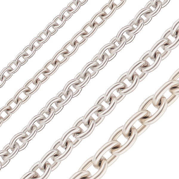 Bulk / Spooled Round Cable Chain in Platinum (1.00 mm - 2.30 mm)