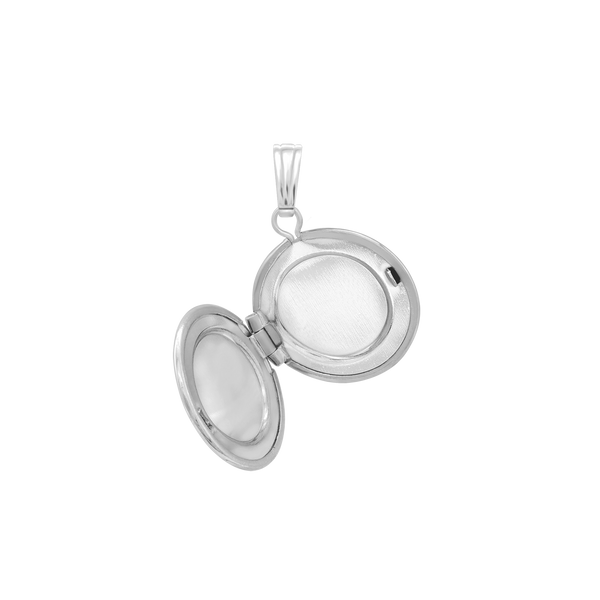 Antique Finish Embossed Round Locket in Sterling Silver with Optional Engraving (32 x 24 mm)