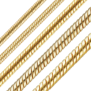 Bulk / Spooled Round Snake Chain in 14K & 18K Yellow Gold (0.98 mm - 1.92 mm)