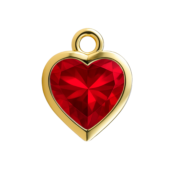 Diamond or Gemstone Heart Bezel Drop Charm in 14K Yellow Gold
