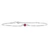 Diamond or Gemstone Round Bezel Charm in 14K White Diamond Cut Cable Bracelet