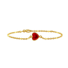 Diamond or Gemstone Heart Bezel Charm in 14K Yellow Diamond Cut Cable Bracelet