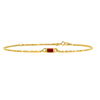Diamond or Gemstone Baguette Bezel Charm in 14K Yellow Diamond Cut Cable Bracelet