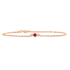 Diamond or Gemstone Round Bezel Charm in 14K Pink Round Cable Bracelet
