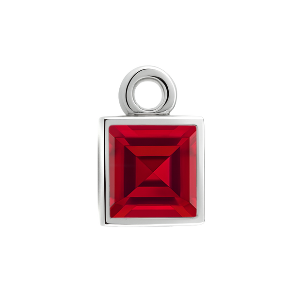 Diamond or Gemstone Square Bezel Drop Charm in 14K White Gold