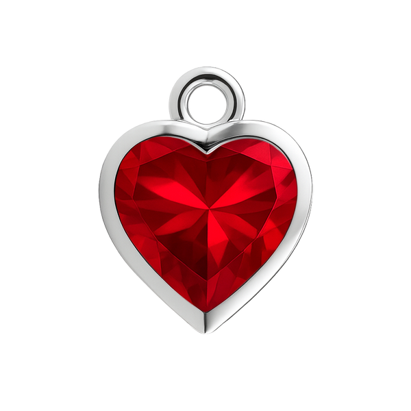 Diamond or Gemstone Heart Bezel Drop Charm in 14K White Gold