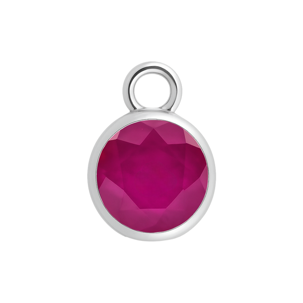 Diamond or Gemstone Bezel Drop Charm in 14K White Gold