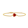 Diamond or Gemstone Heart Bezel Charm in 14K Yellow Round Cable Bracelet