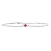 Diamond or Gemstone Round Bezel Charm in 14K White Diamond Cut Cable Bracelet