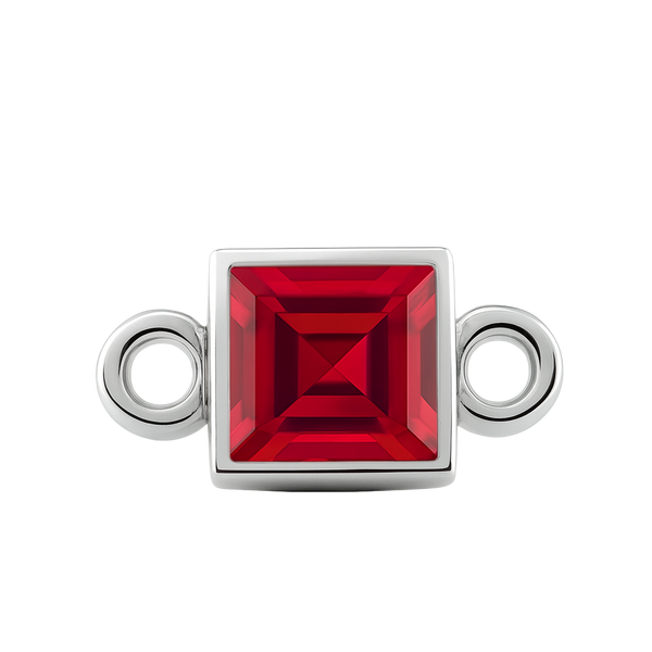 Diamond or Gemstone Square Bezel Bracelet/Necklace Charm in 14K White Gold