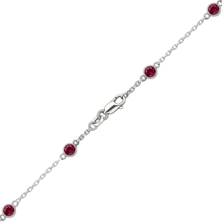 Finished Diamond by the Yard Cable Chain Bracelet in 14K White Gold with Ruby Stones