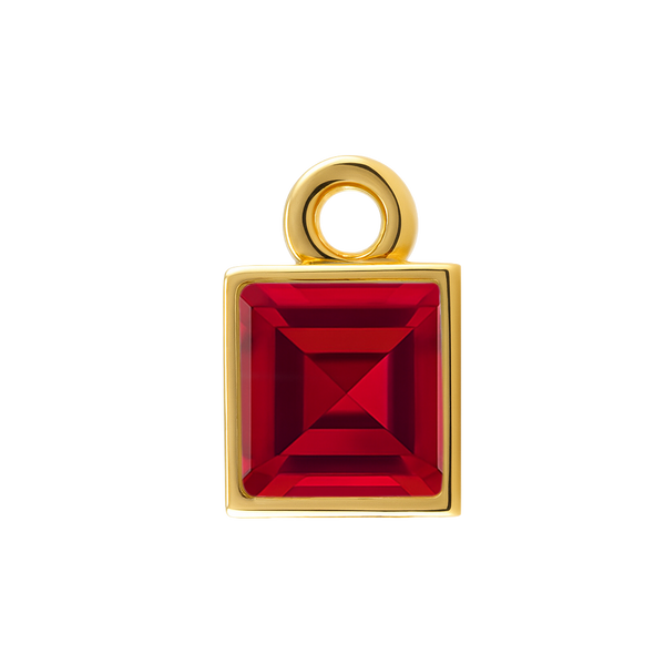 Diamond or Gemstone Square Bezel Drop Charm in 14K Yellow Gold