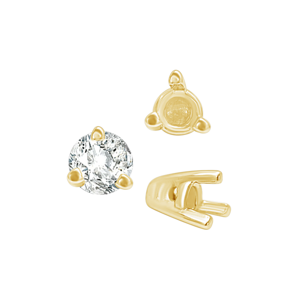 Three Prong Tapered Set in 14K Gold (2.75 mm - 5.75 mm)