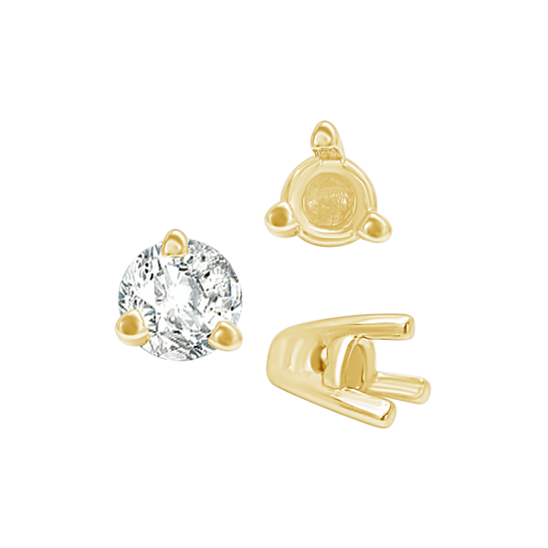 Three Prong Tapered Set in 14K Gold (2.75 mm - 5.75 mm)