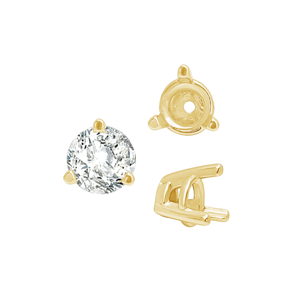 Three Prong Tapered Set in 14K Gold (2.75 mm - 5.75 mm)