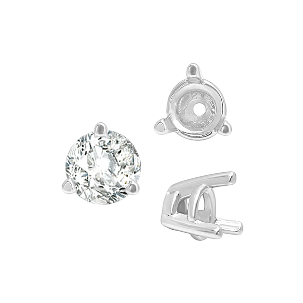 Three Prong Tapered Set in Sterling Silver (2.75 mm - 5.75 mm)