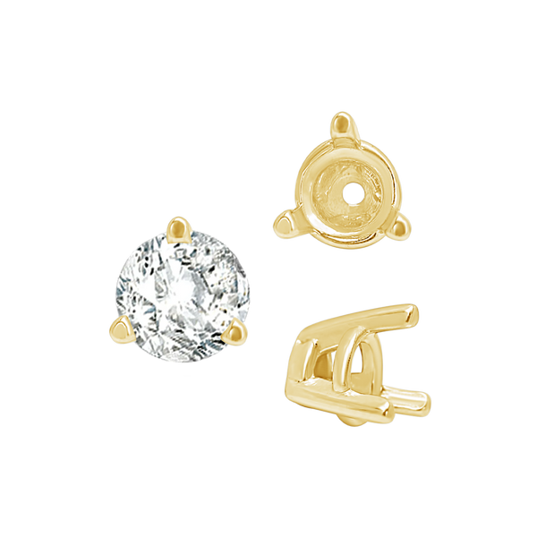 Three Prong Tapered Set in 14K Gold (2.75 mm - 5.75 mm)