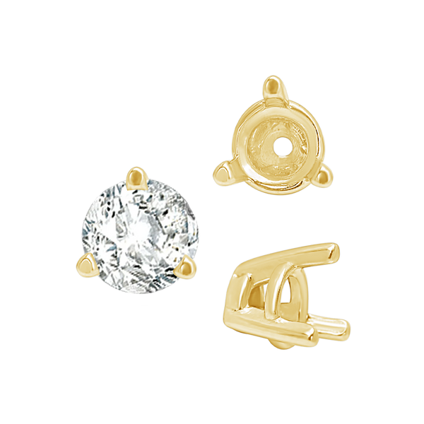 Three Prong Tapered Set in 14K Gold (2.75 mm - 5.75 mm)