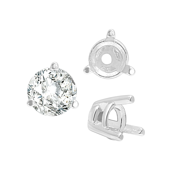 Three Prong Tapered Set in Sterling Silver (2.75 mm - 5.75 mm)