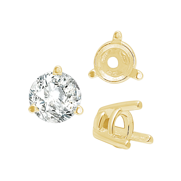 Three Prong Tapered Set in 14K Gold (2.75 mm - 5.75 mm)