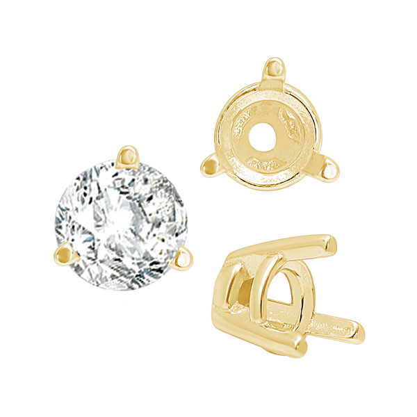 Three Prong Tapered Set in 14K Gold (2.75 mm - 5.75 mm)