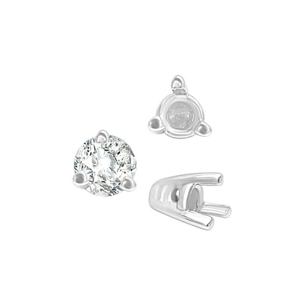 Three Prong Tapered Set in Sterling Silver (2.75 mm - 5.75 mm)