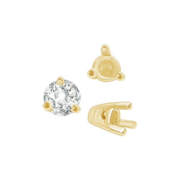 Three Prong Tapered Set in 14K Gold (2.75 mm - 5.75 mm)